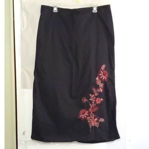 A Venenzia Women's Skirt Maxi Embroidered Drawstring Waist Side Slits 18/20